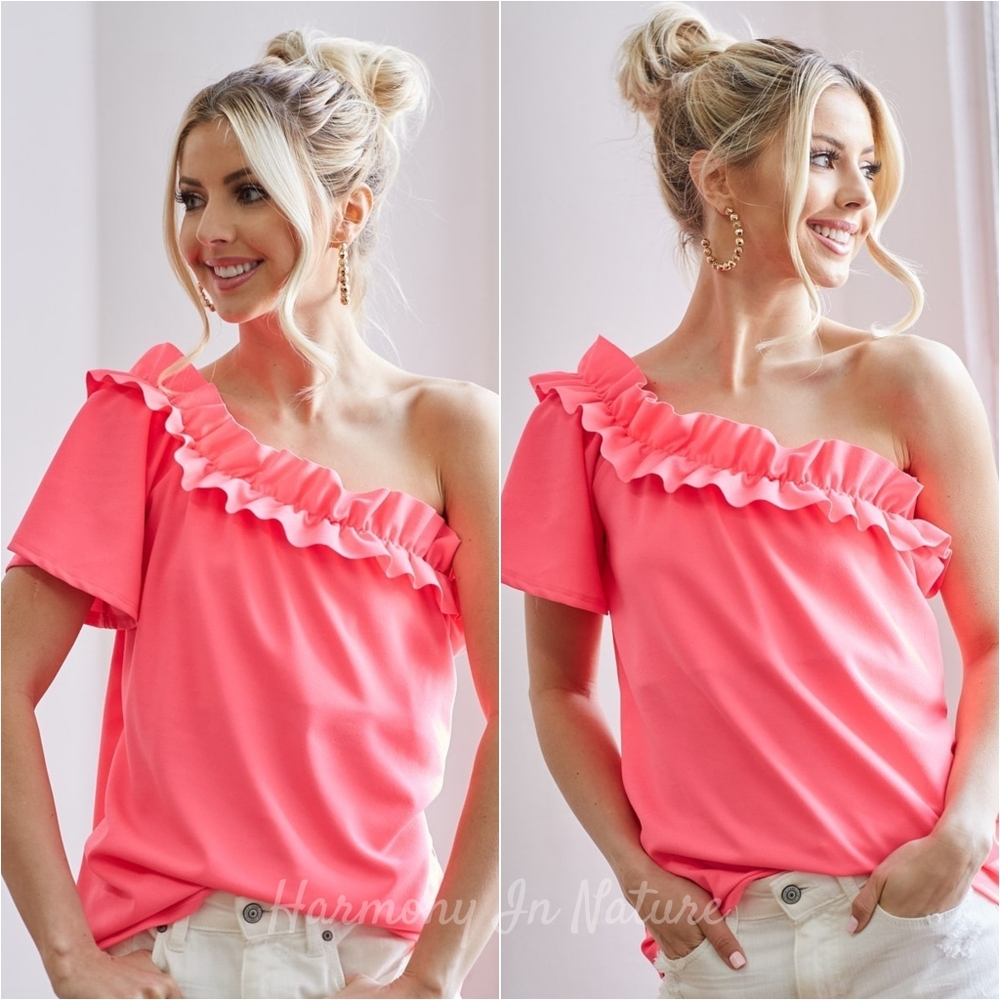 Pink Pop Asymmetrical Top - Picture 2 of 8